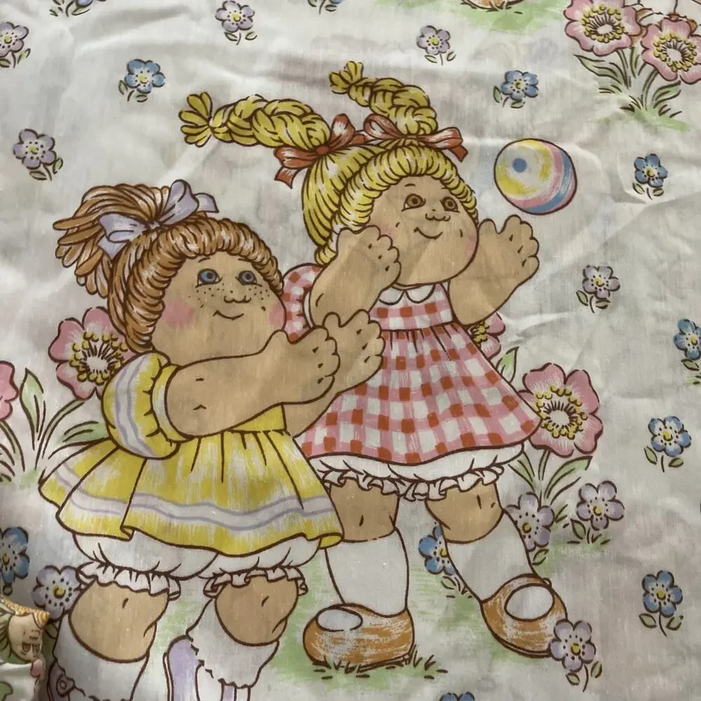 VINTAGE 1983 CABBAGE PATCH KIDS TWIN FLAT & FITTED BED SHEET SET